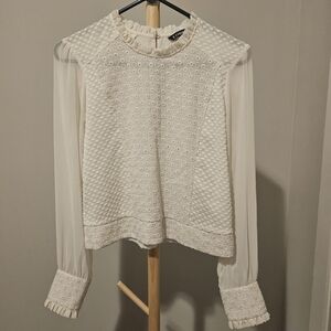 Express Ivory Textured Blouse, Small